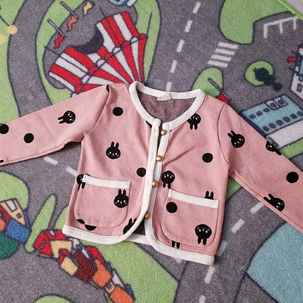 Toddler girl's bunny pattern cardigan 2T